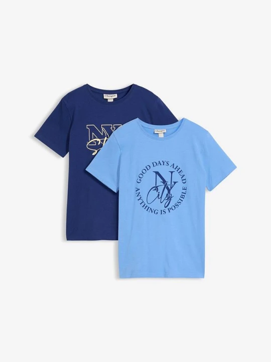 Zdjęcie produktu T-shirt z czystej bawełny organicznej (2 szt.) BonPrix niebieski