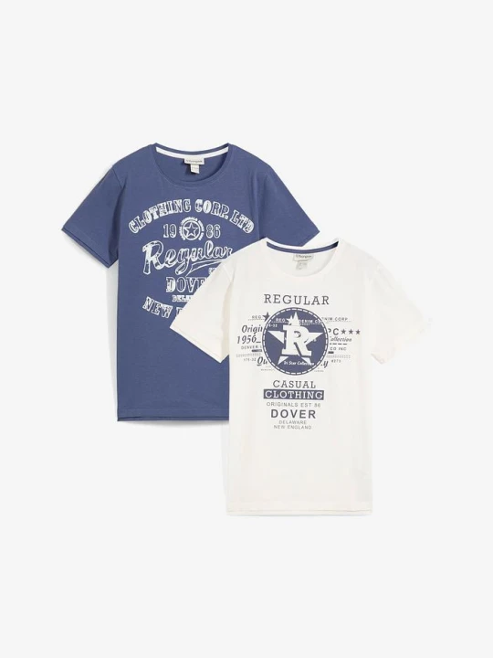 Zdjęcie produktu T-shirt z czystej bawełny organicznej (2 szt.) BonPrix niebieski