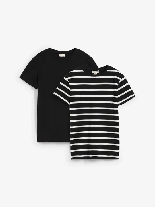 Zdjęcie produktu T-shirt z czystej bawełny organicznej (2 szt.) BonPrix czarny
