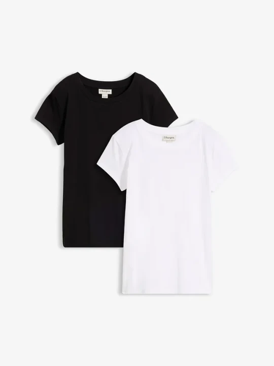 Zdjęcie produktu T-shirt z czystej bawełny organicznej (2 szt.) BonPrix czarny