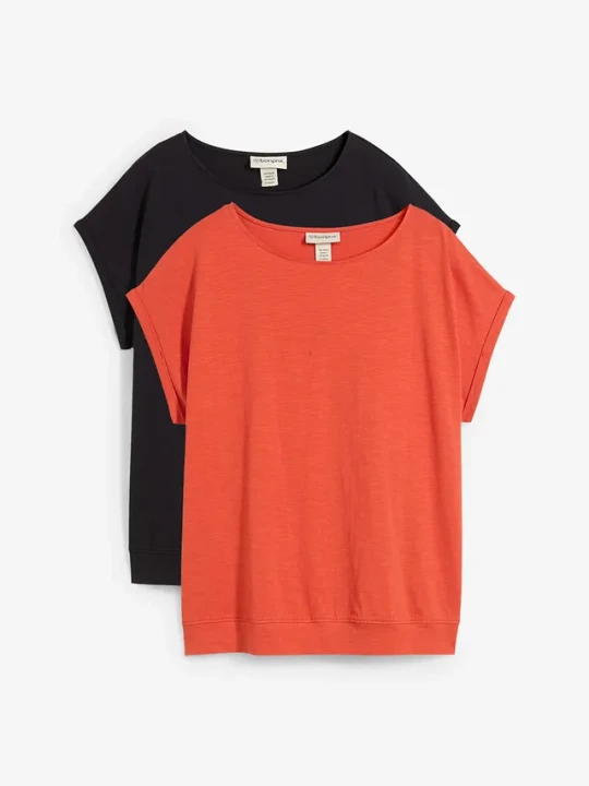 Zdjęcie produktu T-shirt z czystej bawełny organicznej (2 szt.) BonPrix czarny