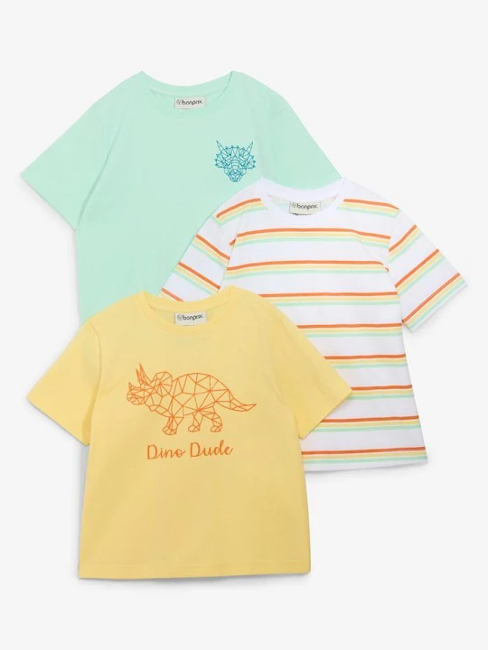 Zdjęcie produktu T-shirt z czystej bawełny organicznej (3 szt.) BonPrix żółty
