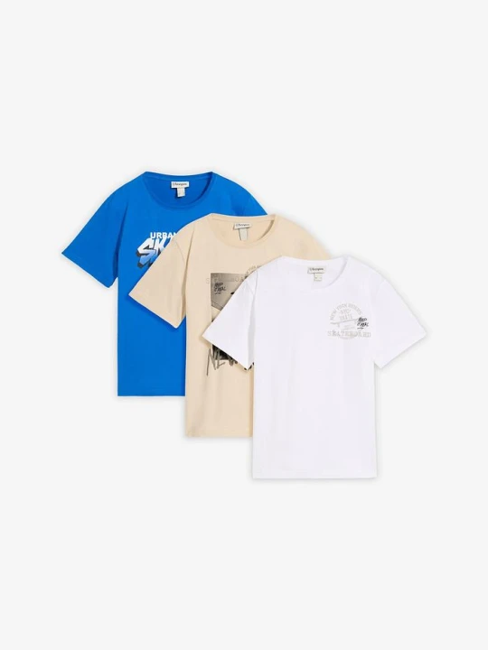 Zdjęcie produktu T-shirt z czystej bawełny organicznej (3 szt.) BonPrix niebieski