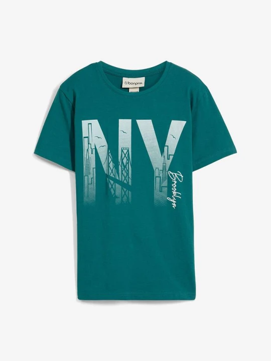 Zdjęcie produktu T-shirt z czystej bawełny organicznej BonPrix niebieski