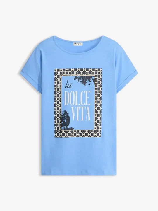 Zdjęcie produktu T-shirt z czystej bawełny organicznej BonPrix niebieski