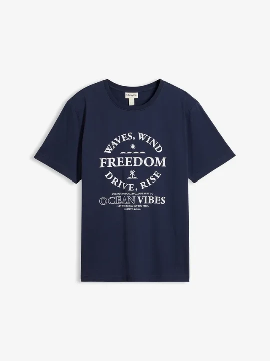 Zdjęcie produktu T-shirt z czystej bawełny organicznej BonPrix niebieski
