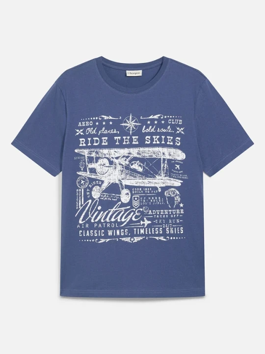 Zdjęcie produktu T-shirt z czystej bawełny organicznej BonPrix niebieski