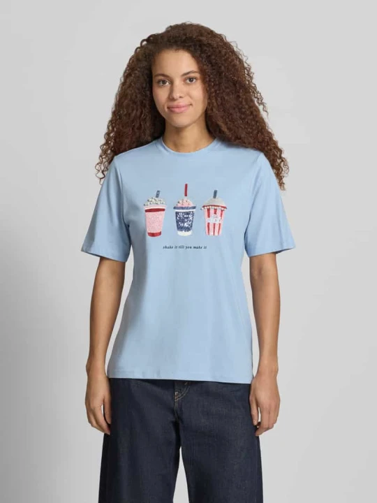 Zdjęcie produktu T-shirt z czystej bawełny organicznej o kroju regular fit model 'BURST' Only Jasnoniebieski
