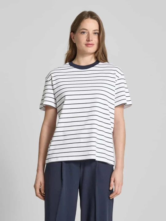 Zdjęcie produktu T-shirt z czystej bawełny Stefanel Granatowy