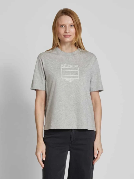 Zdjęcie produktu T-shirt z czystej bawełny Tommy Hilfiger Średnioszary