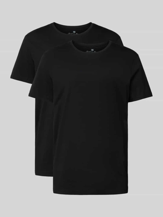 Zdjęcie produktu T-shirt z czystej bawełny w 2-paku Christian Berg Czarny