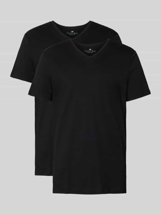 Zdjęcie produktu T-shirt z czystej bawełny w 2-paku Christian Berg Czarny