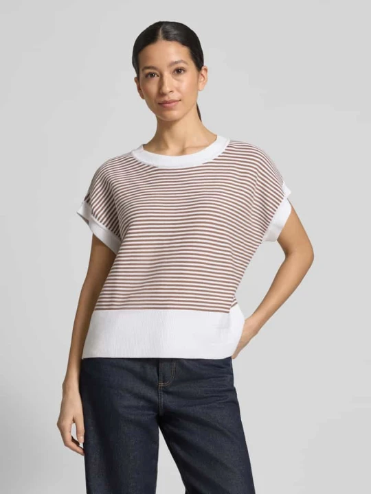 Zdjęcie produktu t-shirt z czystej bawełny w imitacja dzianiny model 'Kipe' JOOP! Orzechowy