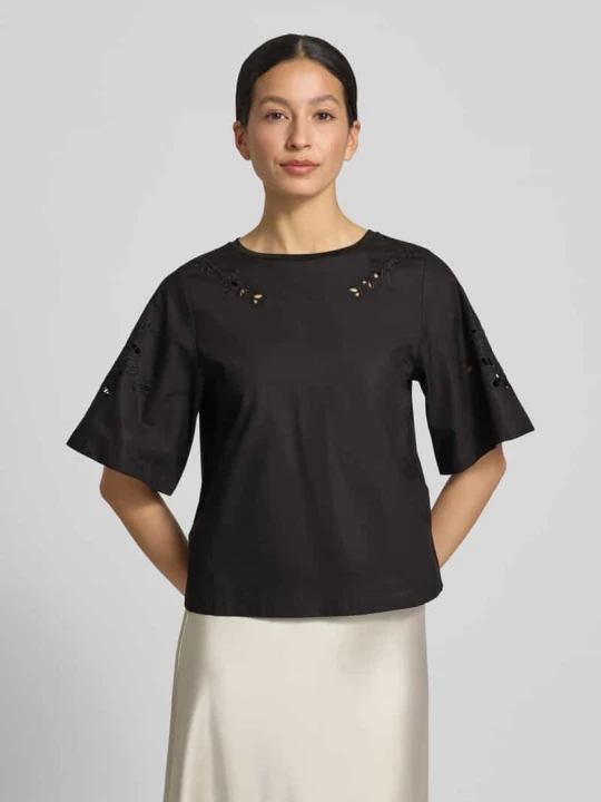 Zdjęcie produktu T-shirt z czystej bawełny w kroju krój regular fit model 'TARGA' Weekend Max Mara Czarny
