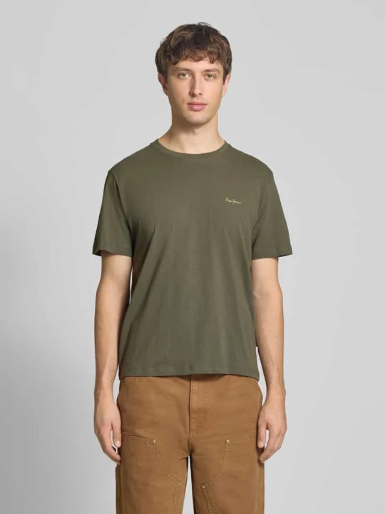 Zdjęcie produktu T-shirt z czystej bawełny w kroju regular fit model 'CONNOR' Pepe Jeans Oliwkowy