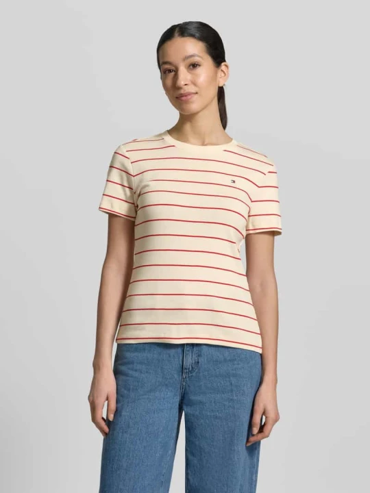 Zdjęcie produktu T-shirt z czystej bawełny w kroju slim fit Tommy Hilfiger Biały