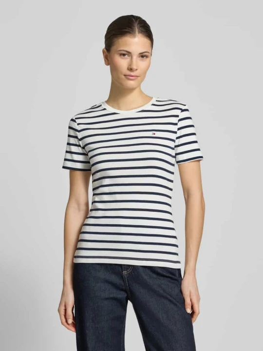 Zdjęcie produktu T-shirt z czystej bawełny w kroju slim fit Tommy Hilfiger Biały