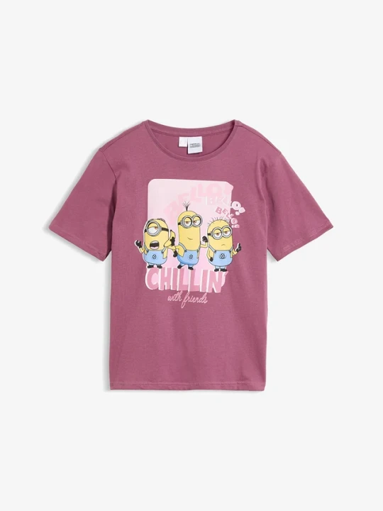 Zdjęcie produktu T-shirt z czystej bawełny, z kultowym motywem Minionka BonPrix fioletowy