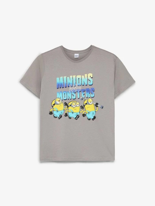 Zdjęcie produktu T-shirt z czystej bawełny z motywem Minionka BonPrix szary