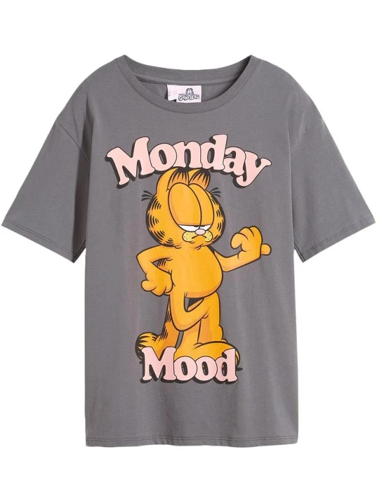 Zdjęcie produktu T-shirt z czystej bawełny z nadrukiem Garfielda BonPrix szary