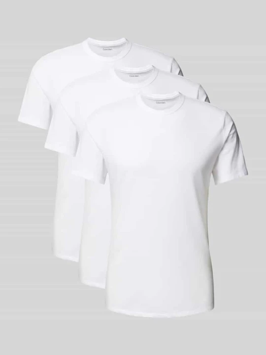 Zdjęcie produktu T-shirt z dekoltem okrągłym, w zestawie 3 szt. Calvin Klein Biały
