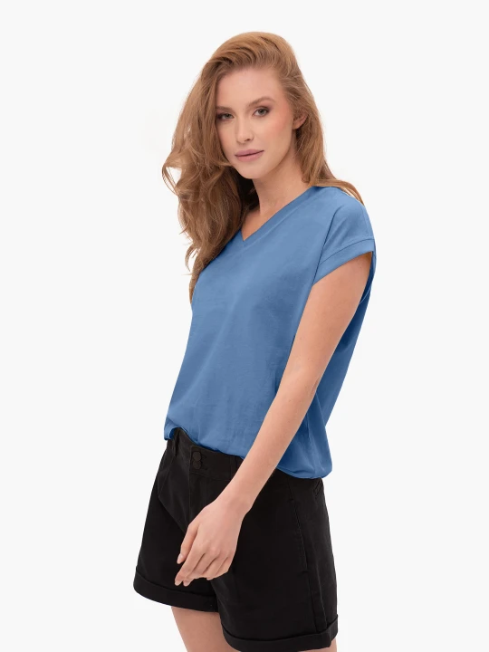 Zdjęcie produktu T-shirt z dekoltem V, Comfort Fit, T-SKY Volcano Niebieski