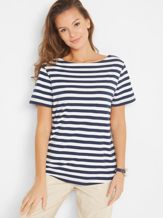 Zdjęcie produktu T-shirt z dekoltem w łódkę BonPrix biały