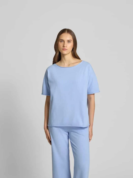 Zdjęcie produktu T-shirt z dekoltem w łódkę Juvia Błękitny