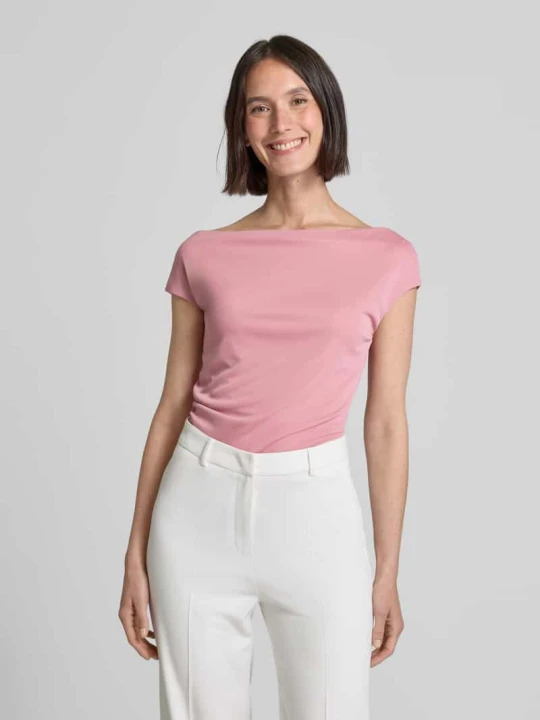 Zdjęcie produktu T-shirt z dekoltem w łódkę Lauren Ralph Lauren Brudnoróżowy