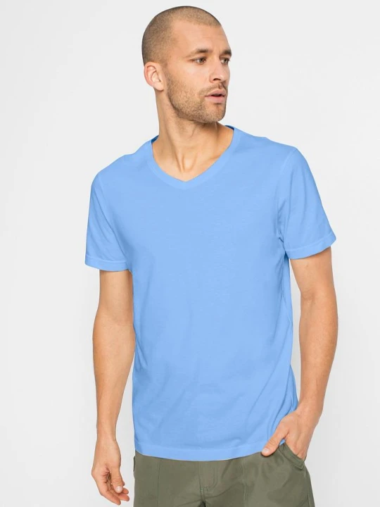 Zdjęcie produktu T-shirt z dekoltem w serek (5 szt.) BonPrix niebieski