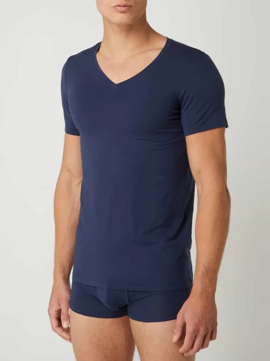 Zdjęcie produktu T-shirt z dekoltem w serek Hanro Ciemnoniebieski