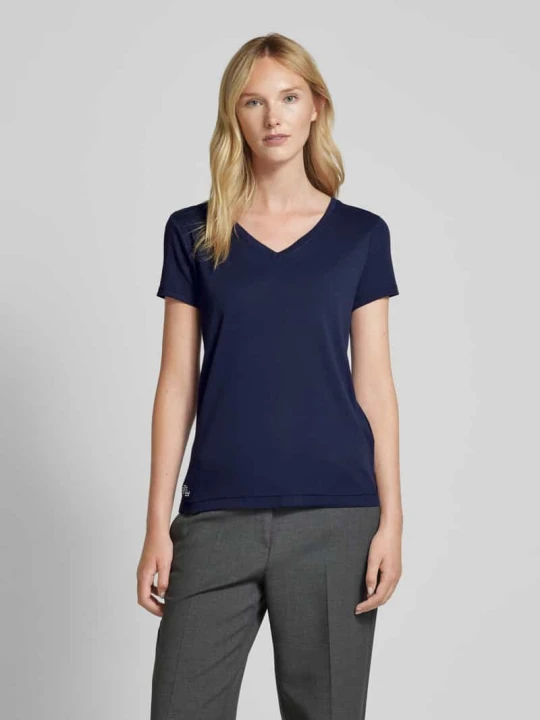 Zdjęcie produktu T-shirt z dekoltem w serek Lauren Ralph Lauren Ciemnoniebieski