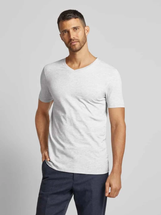 Zdjęcie produktu t-shirt z dekoltem w serek lindbergh Ciemnoszary melanż