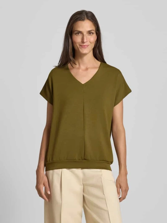 Zdjęcie produktu T-shirt z dekoltem w serek model ‘BANU’ Soyaconcept Khaki