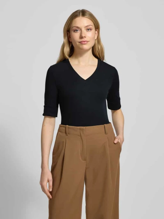 Zdjęcie produktu T-shirt o kroju slim fit z mieszanki bawełny model 'JUDY' Lauren Ralph Lauren Czarny
