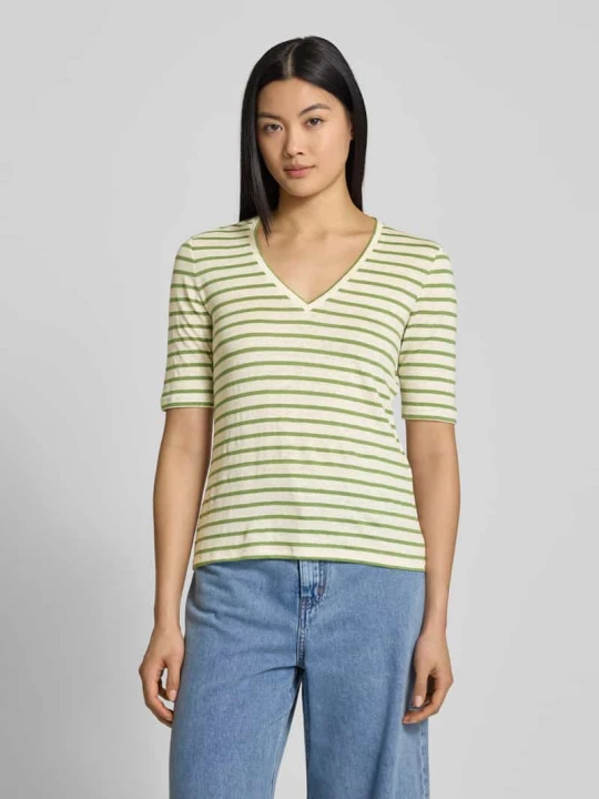 Zdjęcie produktu T-shirt z dekoltem w serek model ‘OPZIONE’ Weekend Max Mara Zielony
