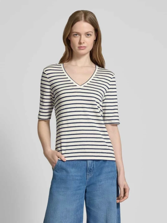 Zdjęcie produktu T-shirt z dekoltem w serek model ‘OPZIONE’ Weekend Max Mara Niebieski