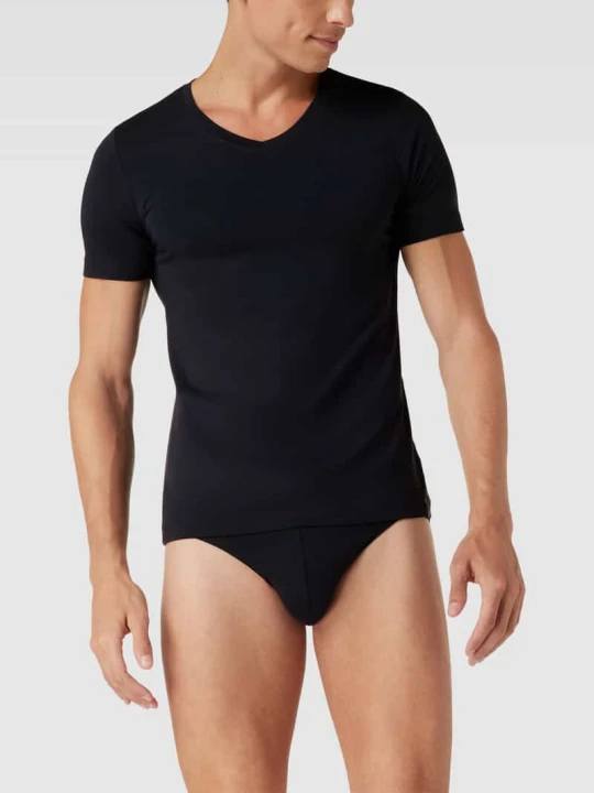Zdjęcie produktu t-shirt z dekoltem w serek Schiesser Czarny