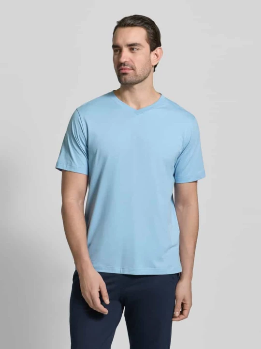 Zdjęcie produktu T-shirt z dekoltem w serek Schiesser Błękitny