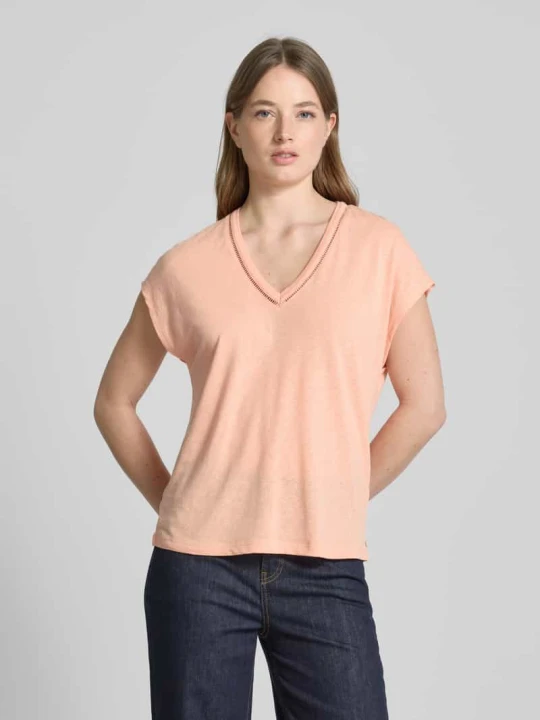 Zdjęcie produktu T-shirt z dekoltem w serek Scotch & Soda Morelowy