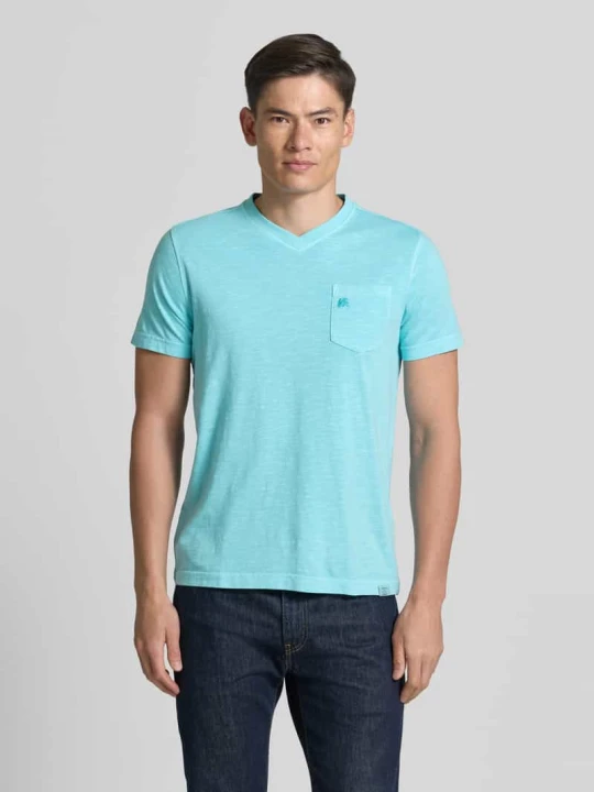 Zdjęcie produktu T-shirt z dekoltem w serek w kroju regular fit Lerros Turkusowy