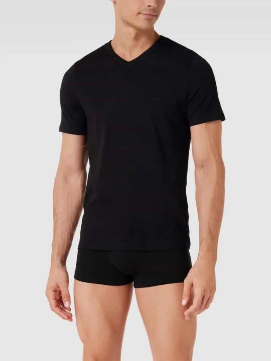 Zdjęcie produktu T-shirt z dekoltem w serek w zestawie 3 szt. model ‘Classic’ Boss Czarny