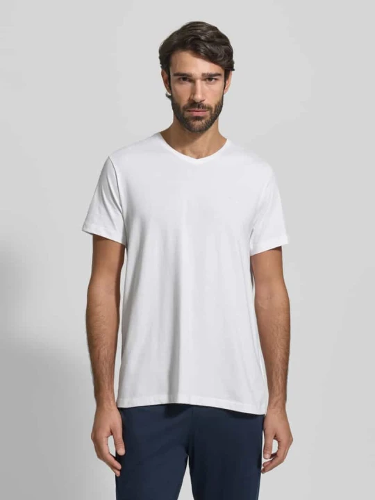 Zdjęcie produktu T-shirt z dekoltem w serek w zestawie 2 szt. model ‘ComfortS’ Boss Biały
