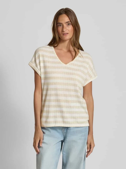 Zdjęcie produktu T-shirt z dekoltem w serek ZABAIONE Beżowy