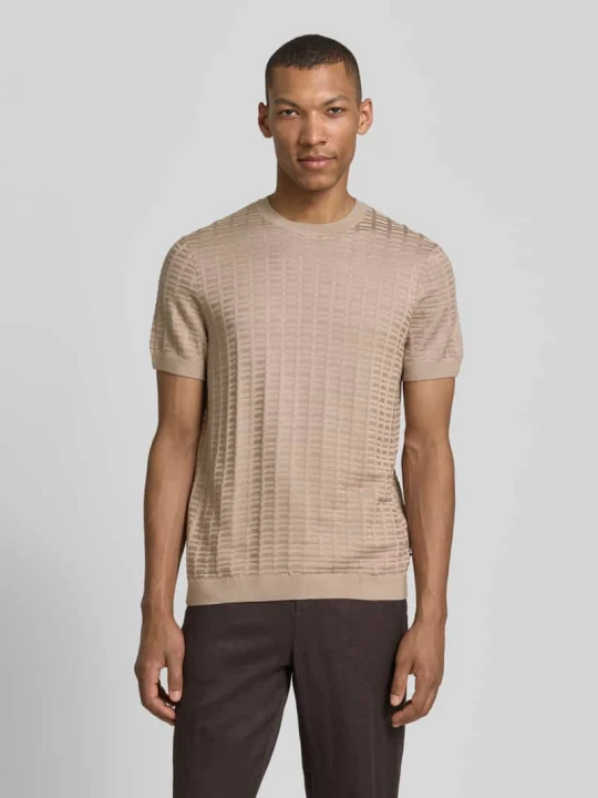 Zdjęcie produktu t-shirt z detal z logo model 'Theor' JOOP! Beżowy