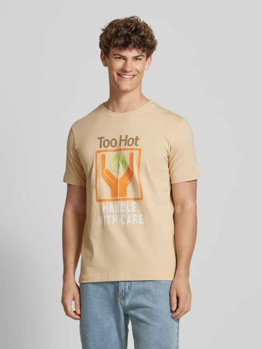 Zdjęcie produktu T-shirt z detalami z logo Champion Beżowy