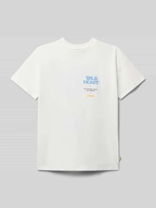 Zdjęcie produktu T-shirt z detalami z logo Garcia Złamany biały