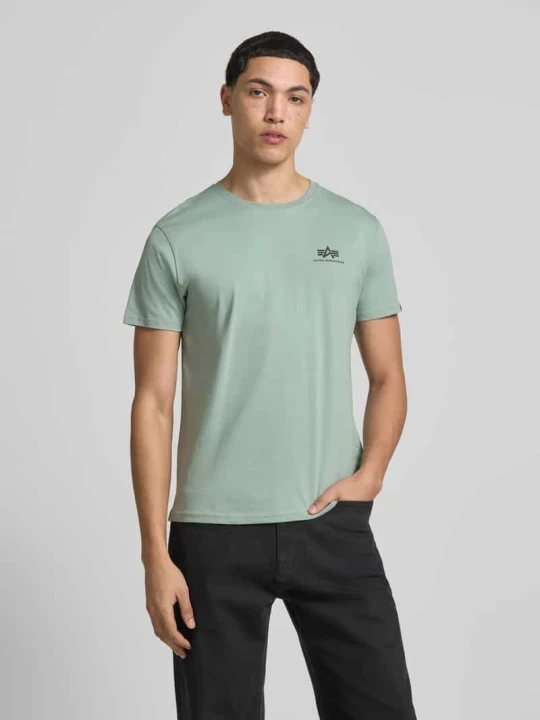 Zdjęcie produktu T-shirt z detalami z logo Model 'BASIC' Alpha Industries Limonkowy
