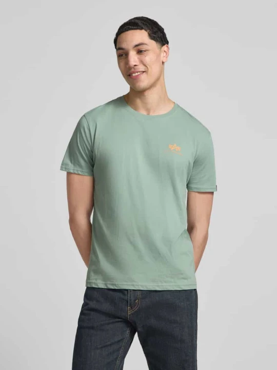 Zdjęcie produktu T-shirt z detalami z logo Model 'BASIC' Alpha Industries Limonkowy
