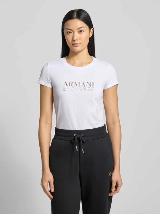 Zdjęcie produktu T-shirt z detalem z logo Armani Exchange Biały